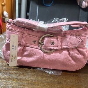 NWT Pink Women's Shoulder Bag with Buckle Detail